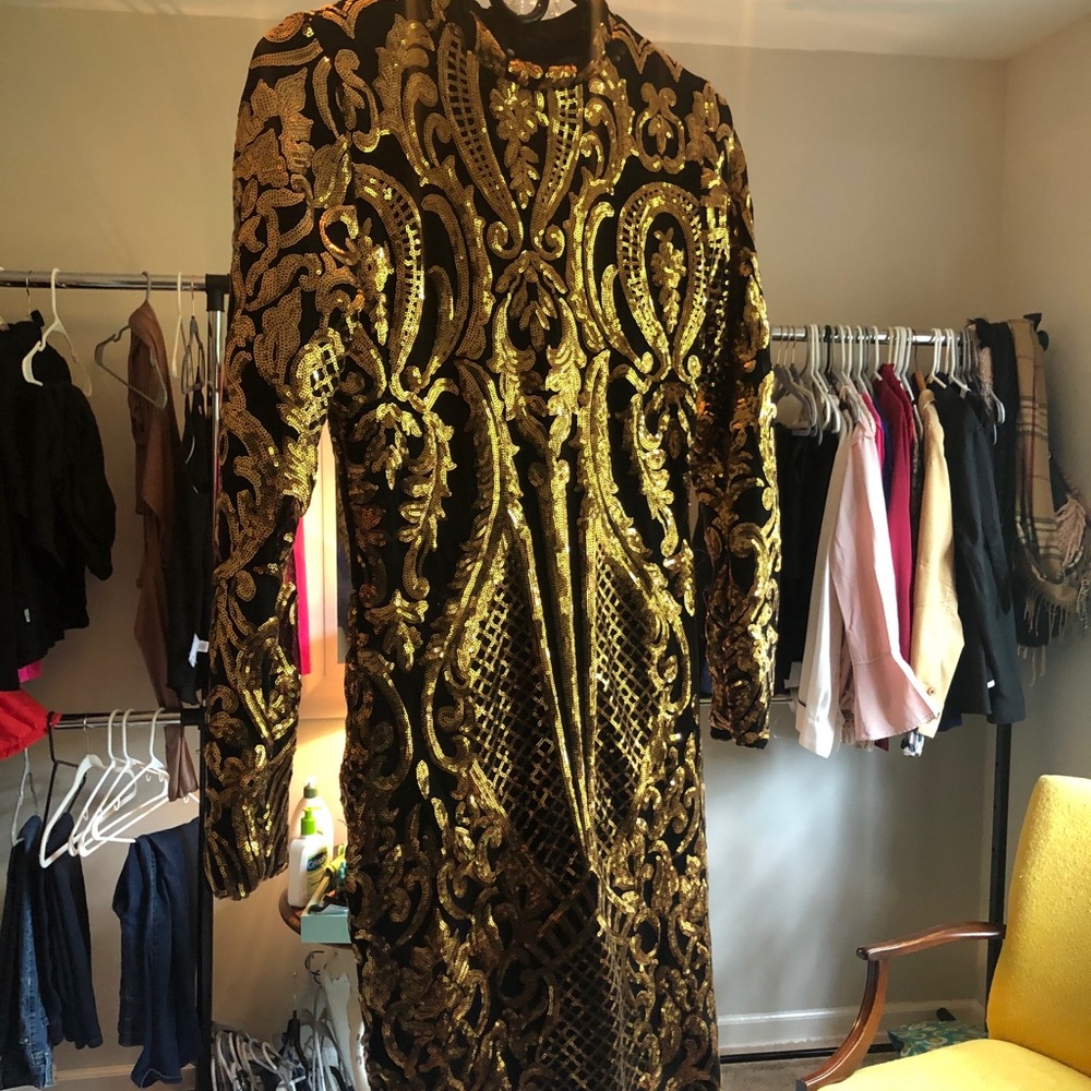 Gold and black sequin Dress